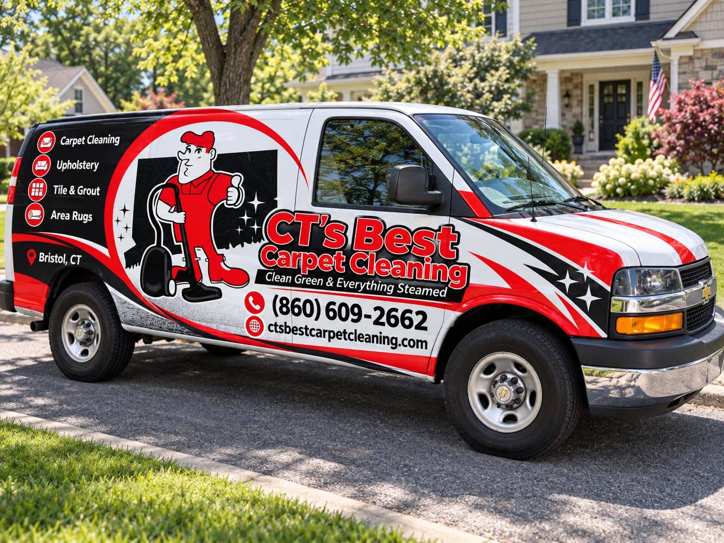 The CT's Best Carpet Cleaning van that carries our Butler truck mount